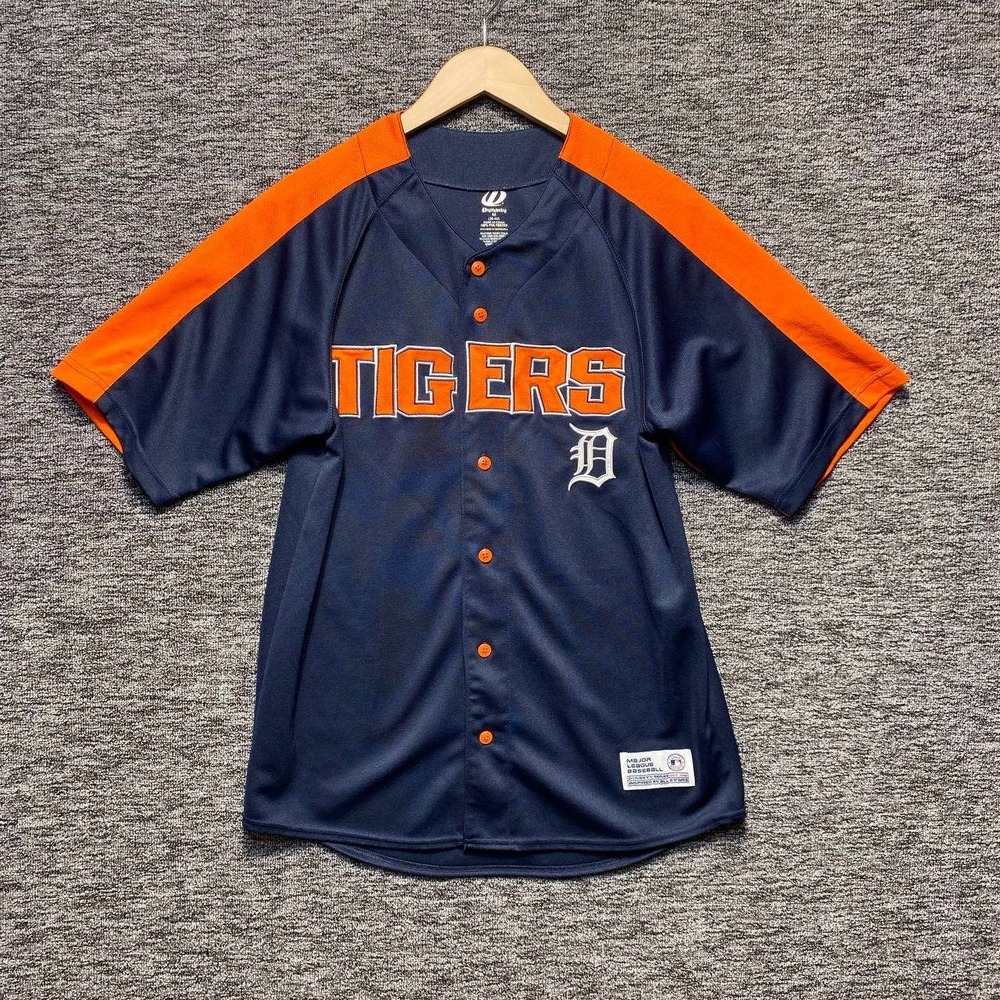 Dynasty Detroit Tigers Baseball Jersey Men Medium Blue Orange MLB Fan Gear 84551